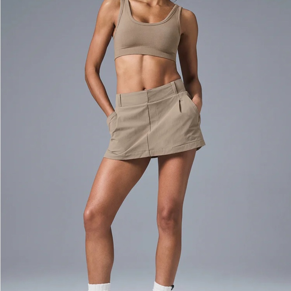 Alo Fan Club Mini Skirt NWT Gravel